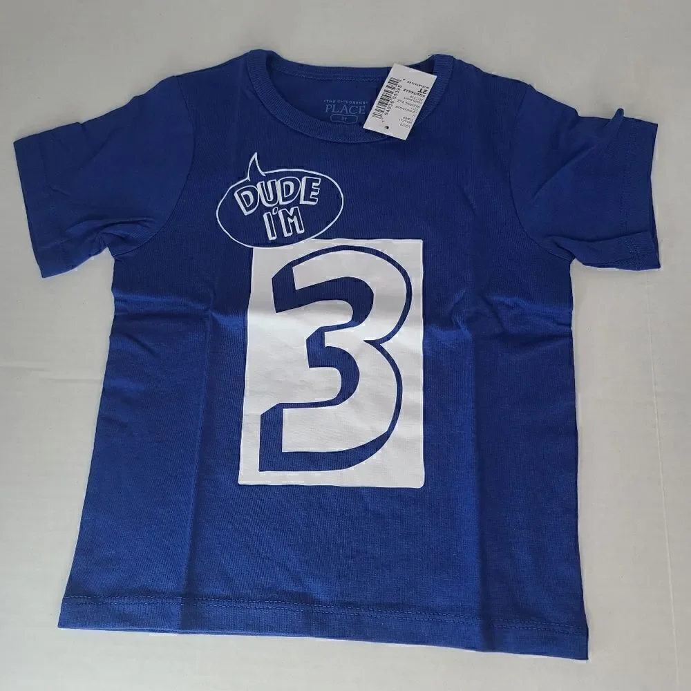 2T Boys 'Dude Im 3' Birthday Tee Party Picture Tee